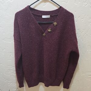 Chic V-Neck Sweater with Button Accents